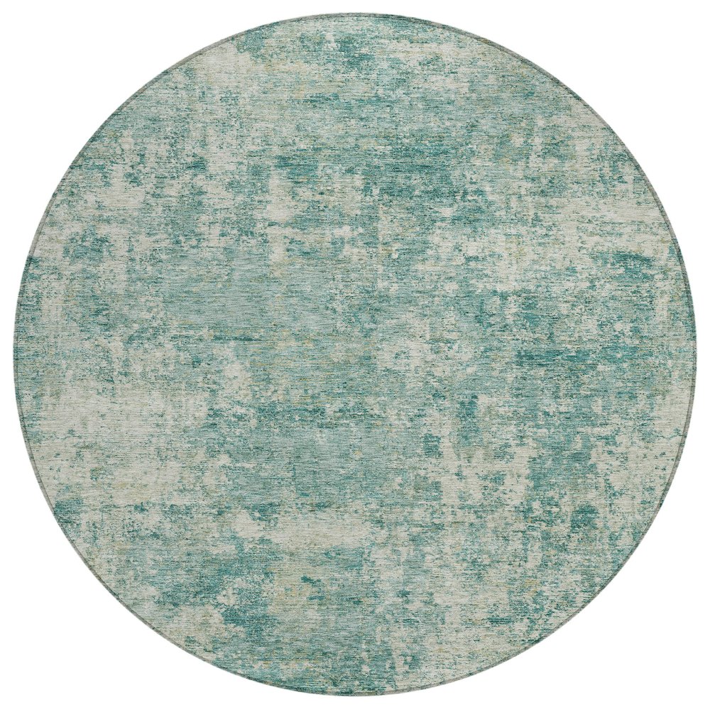 Machine Washable Indoor/Outdoor Chantille ACN2061 Teal 8' x 8' Round Rug. Picture 1