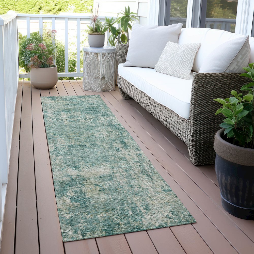 Machine Washable Indoor/Outdoor Chantille ACN2061 Teal 2'3" x 7'6" Runner Rug. Picture 6