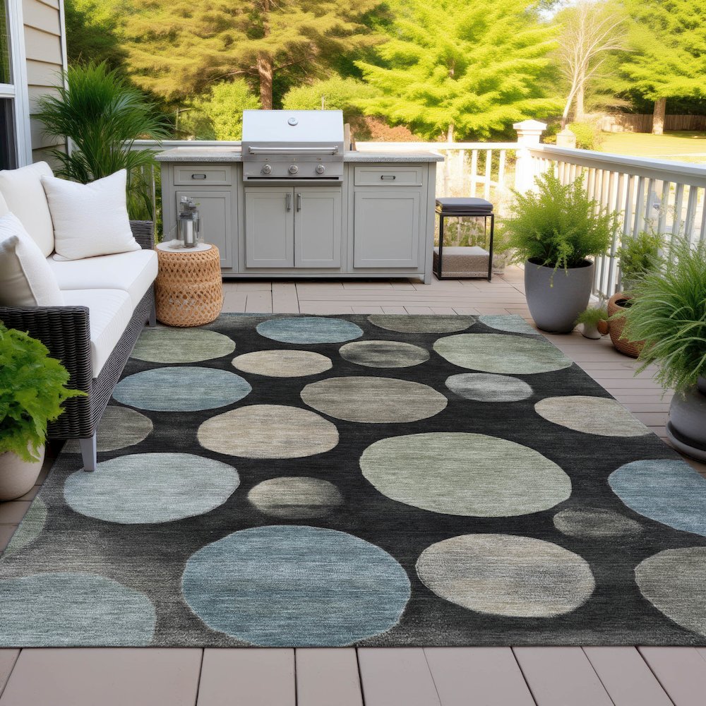 Machine Washable Indoor/Outdoor Chantille ACN2062 Black 2'6" x 3'10" Rug. Picture 7