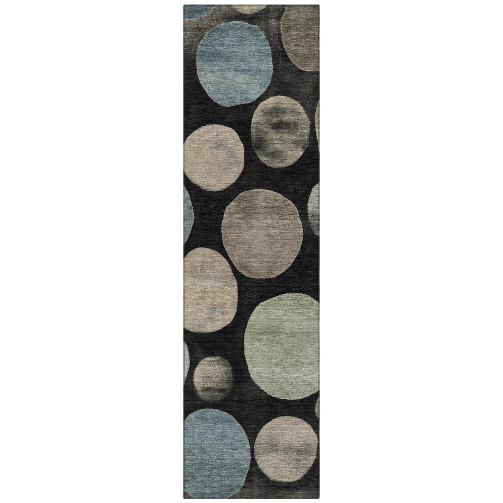 Machine Washable Indoor/Outdoor Chantille ACN2062 Black 2'3" x 7'6" Runner Rug. Picture 1