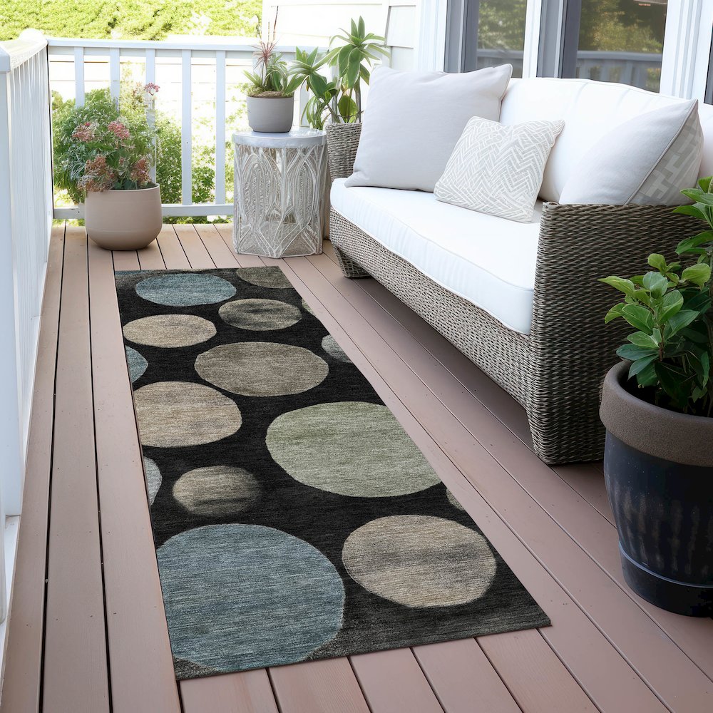 Machine Washable Indoor/Outdoor Chantille ACN2062 Black 2'3" x 7'6" Runner Rug. Picture 6