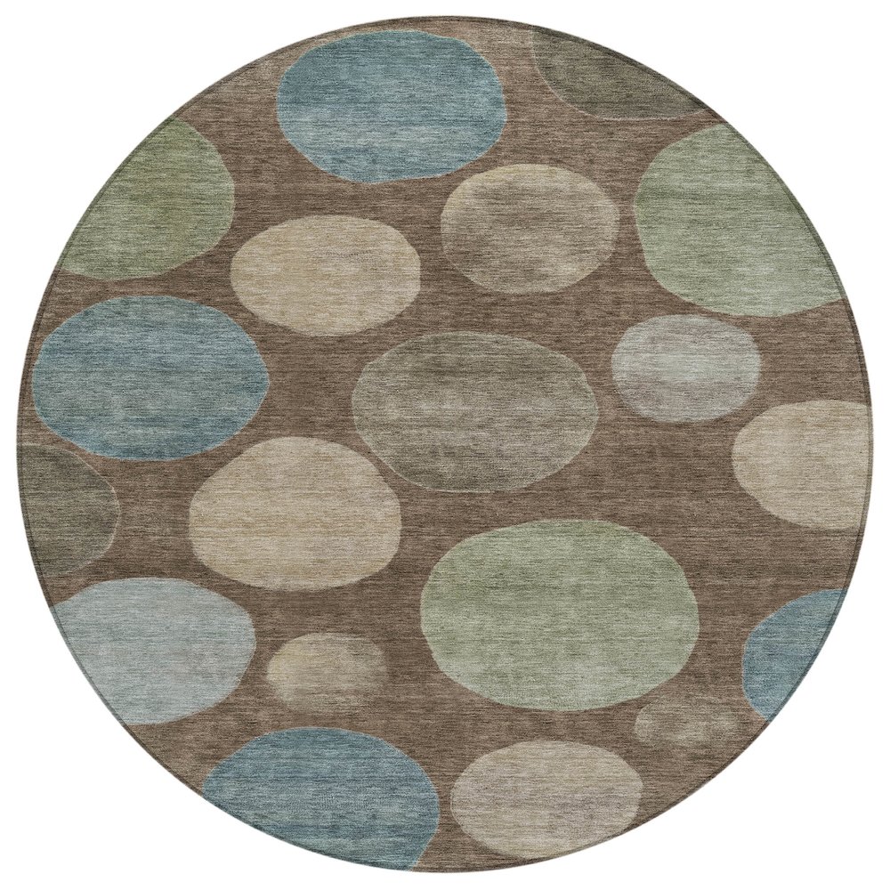 Machine Washable Indoor/Outdoor Chantille ACN2062 Chocolate 8' x 8' Round Rug. Picture 1