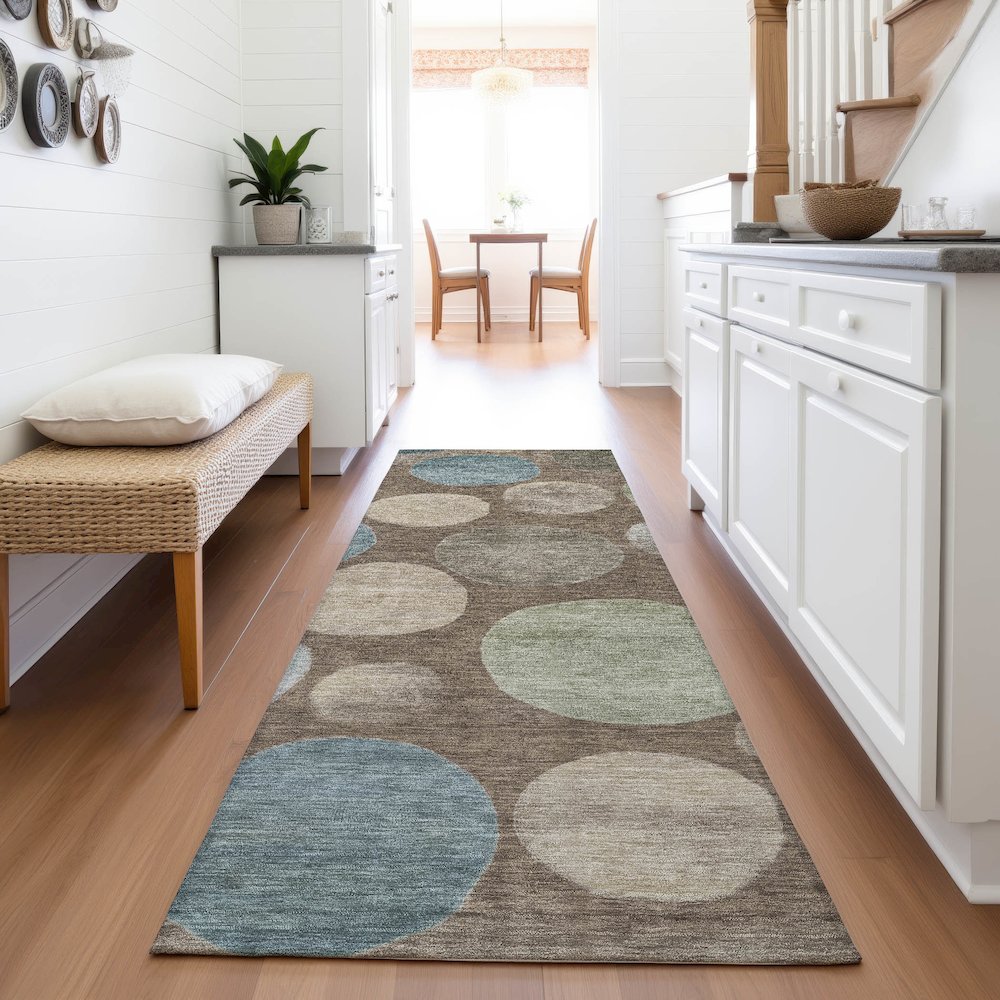 Machine Washable Indoor/Outdoor Chantille ACN2062 Chocolate 2'3"x7'6" Runner Rug. Picture 5