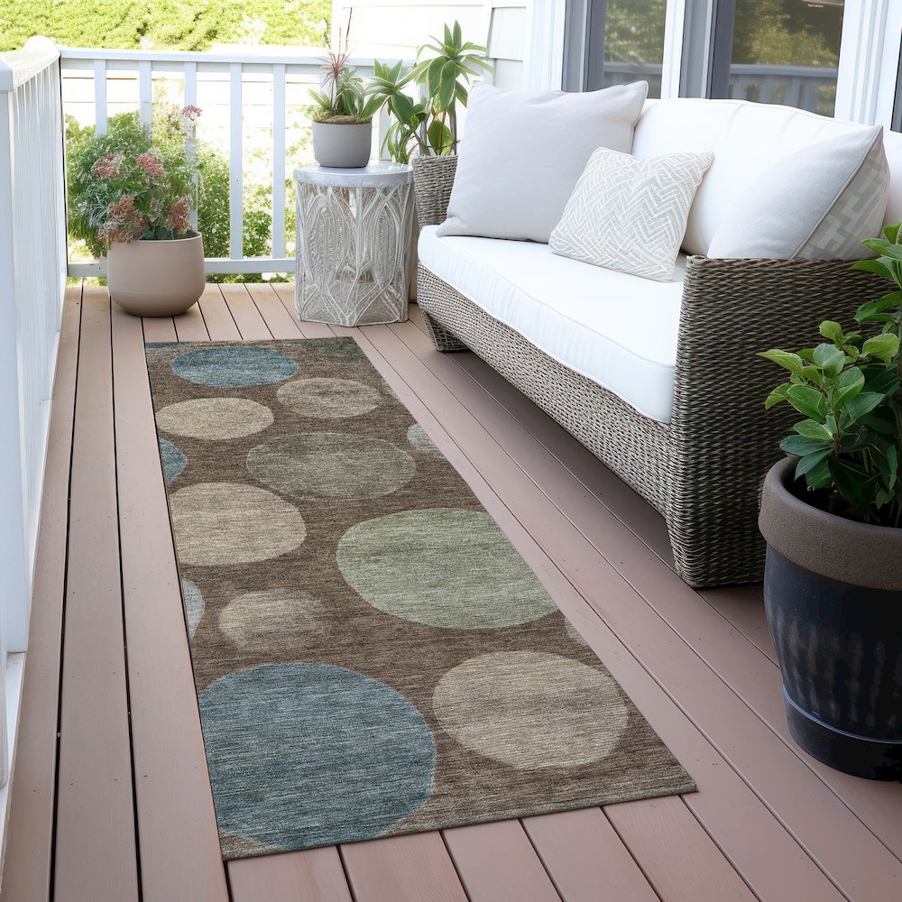 Machine Washable Indoor/Outdoor Chantille ACN2062 Chocolate 2'3"x7'6" Runner Rug. Picture 6