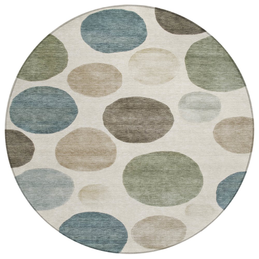 Machine Washable Indoor/Outdoor Chantille ACN2062 Ivory 8' x 8' Round Rug. Picture 1