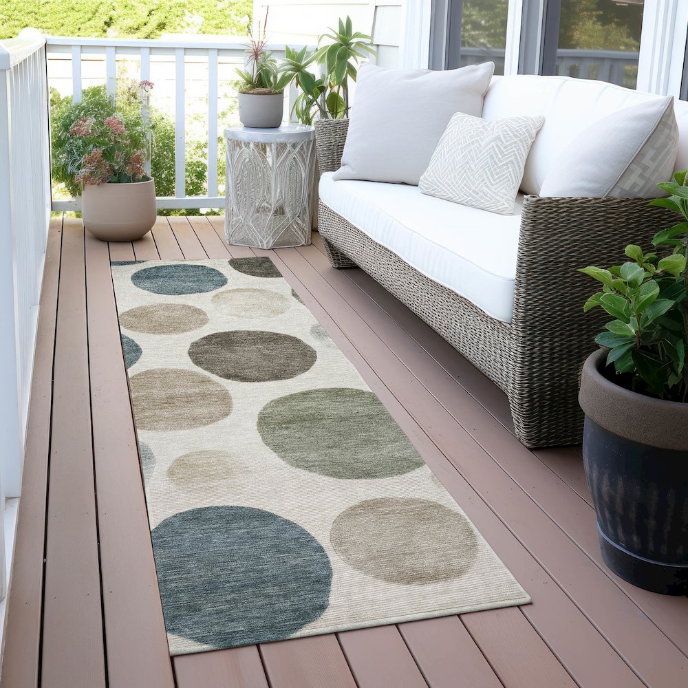 Machine Washable Indoor/Outdoor Chantille ACN2062 Ivory 2'3" x 7'6" Runner Rug. Picture 6