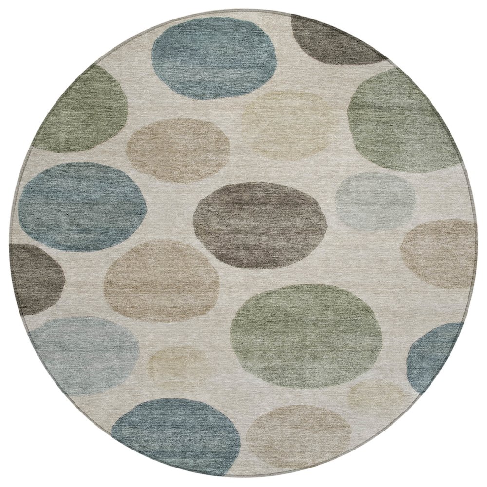 Machine Washable Indoor/Outdoor Chantille ACN2062 Khaki 8' x 8' Round Rug. Picture 1