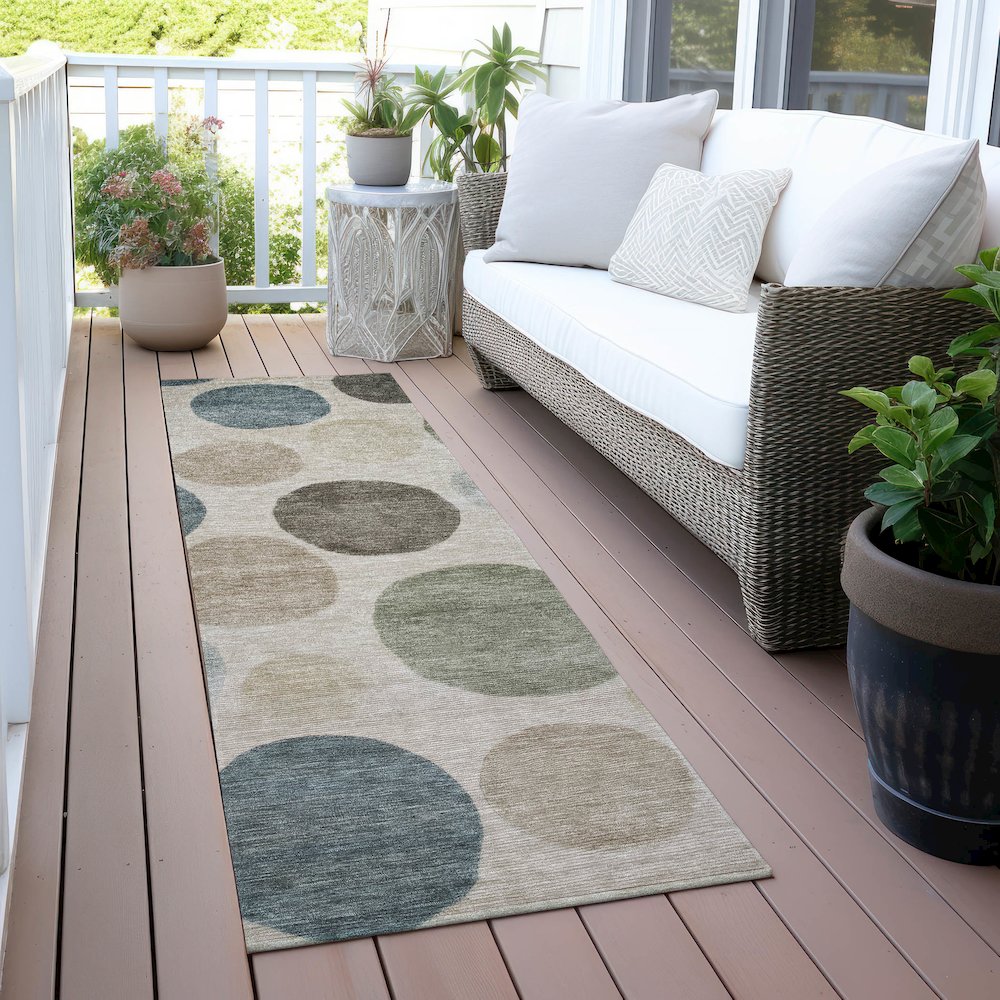 Machine Washable Indoor/Outdoor Chantille ACN2062 Khaki 2'3" x 7'6" Runner Rug. Picture 6