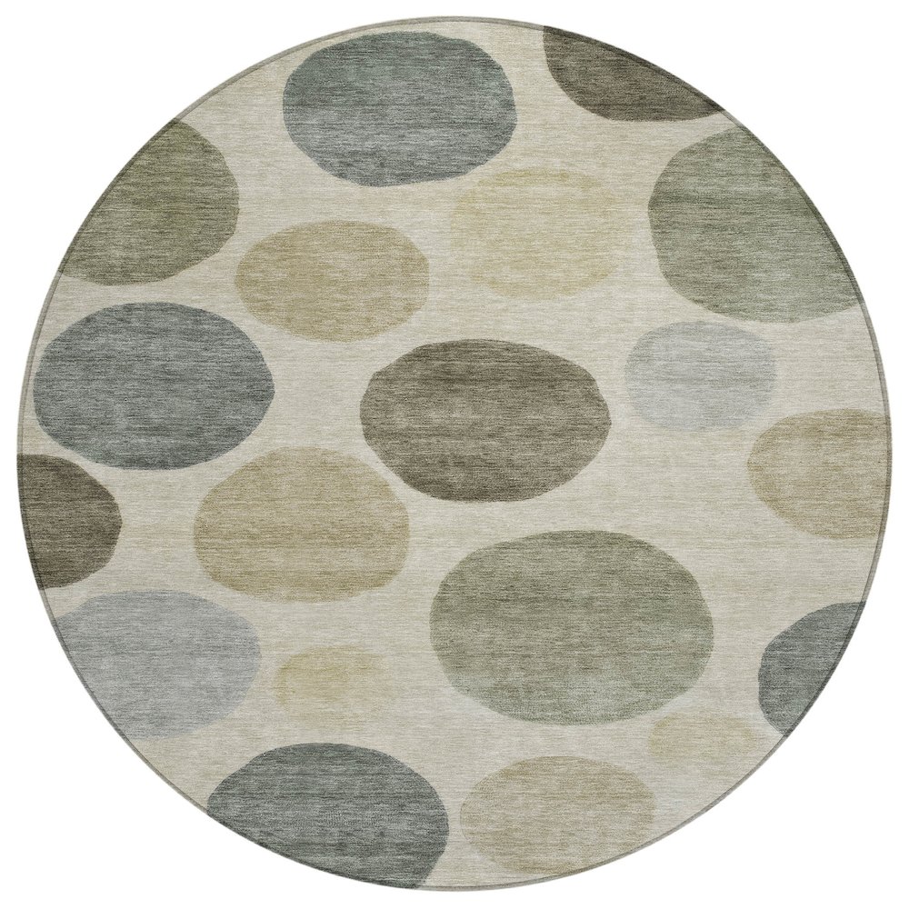 Machine Washable Indoor/Outdoor Chantille ACN2062 Taupe 8' x 8' Round Rug. Picture 1