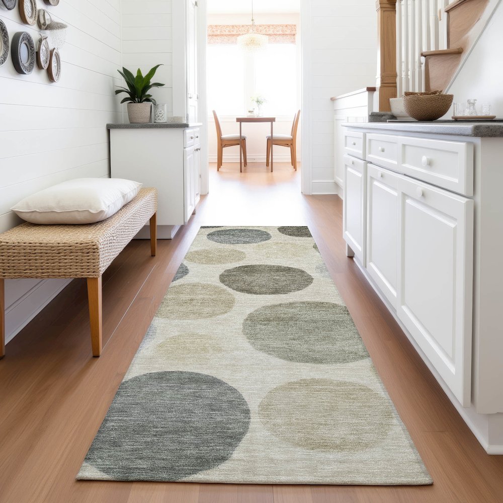 Machine Washable Indoor/Outdoor Chantille ACN2062 Taupe 2'3" x 7'6" Runner Rug. Picture 5