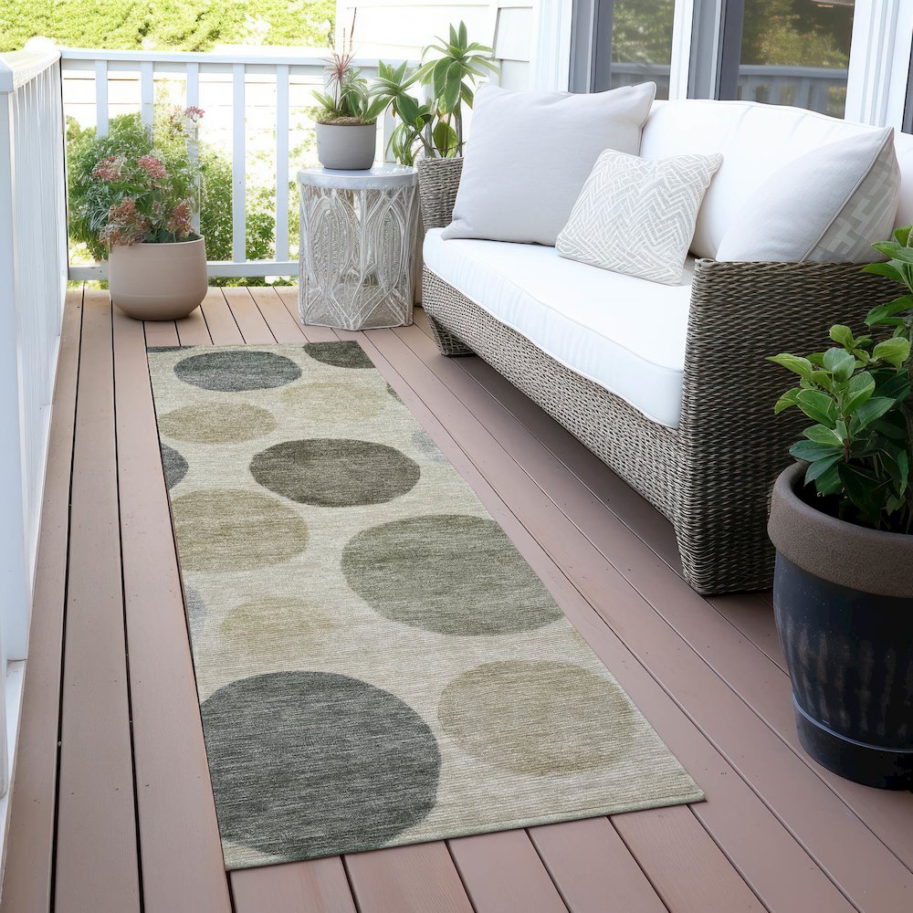 Machine Washable Indoor/Outdoor Chantille ACN2062 Taupe 2'3" x 7'6" Runner Rug. Picture 6