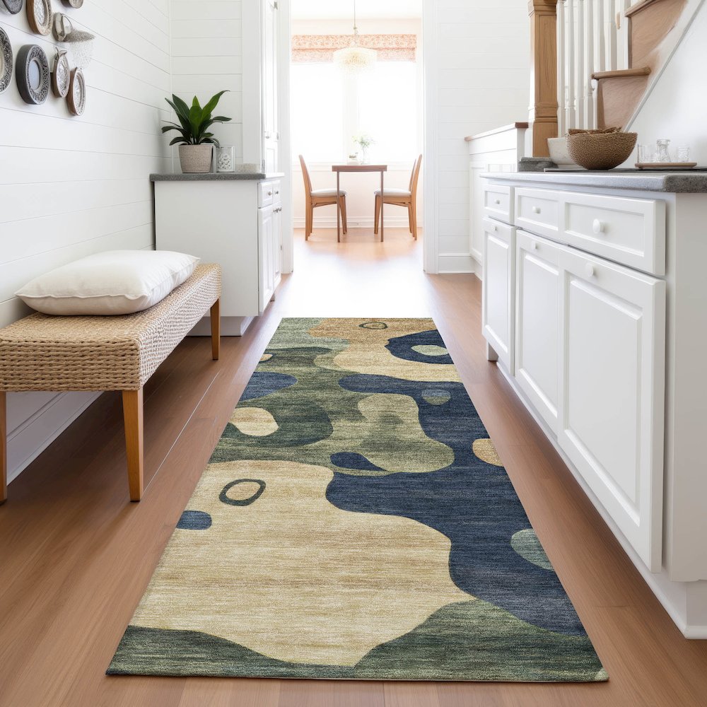 Machine Washable Indoor/Outdoor Chantille ACN2063 Navy 2'3" x 7'6" Runner Rug. Picture 5