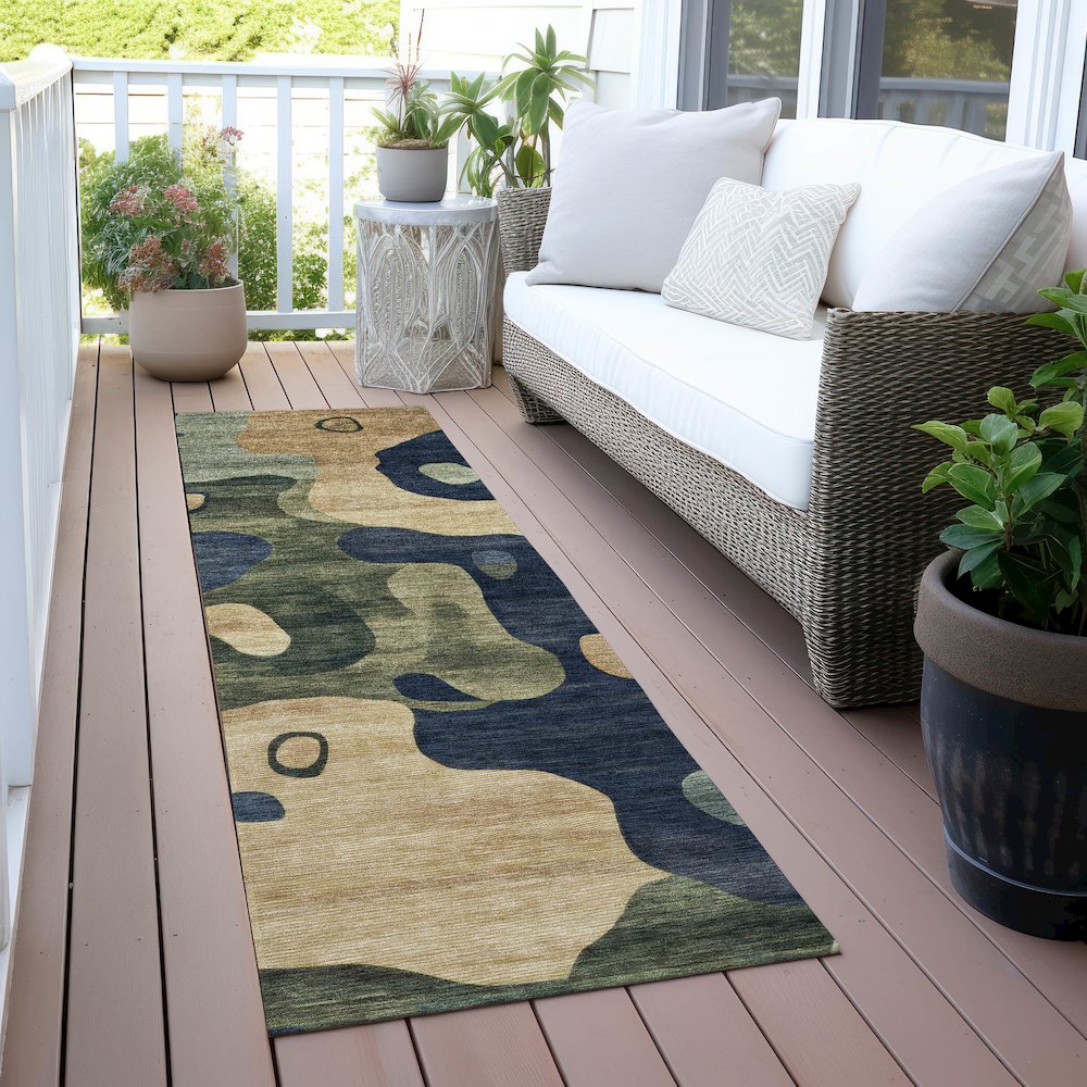 Machine Washable Indoor/Outdoor Chantille ACN2063 Navy 2'3" x 7'6" Runner Rug. Picture 6