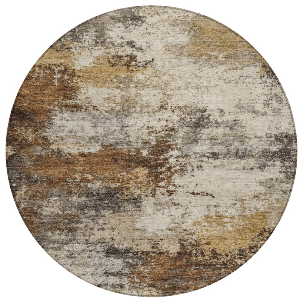 Machine Washable Indoor/Outdoor Chantille ACN2064 Brown 8' x 8' Round Rug. Picture 1