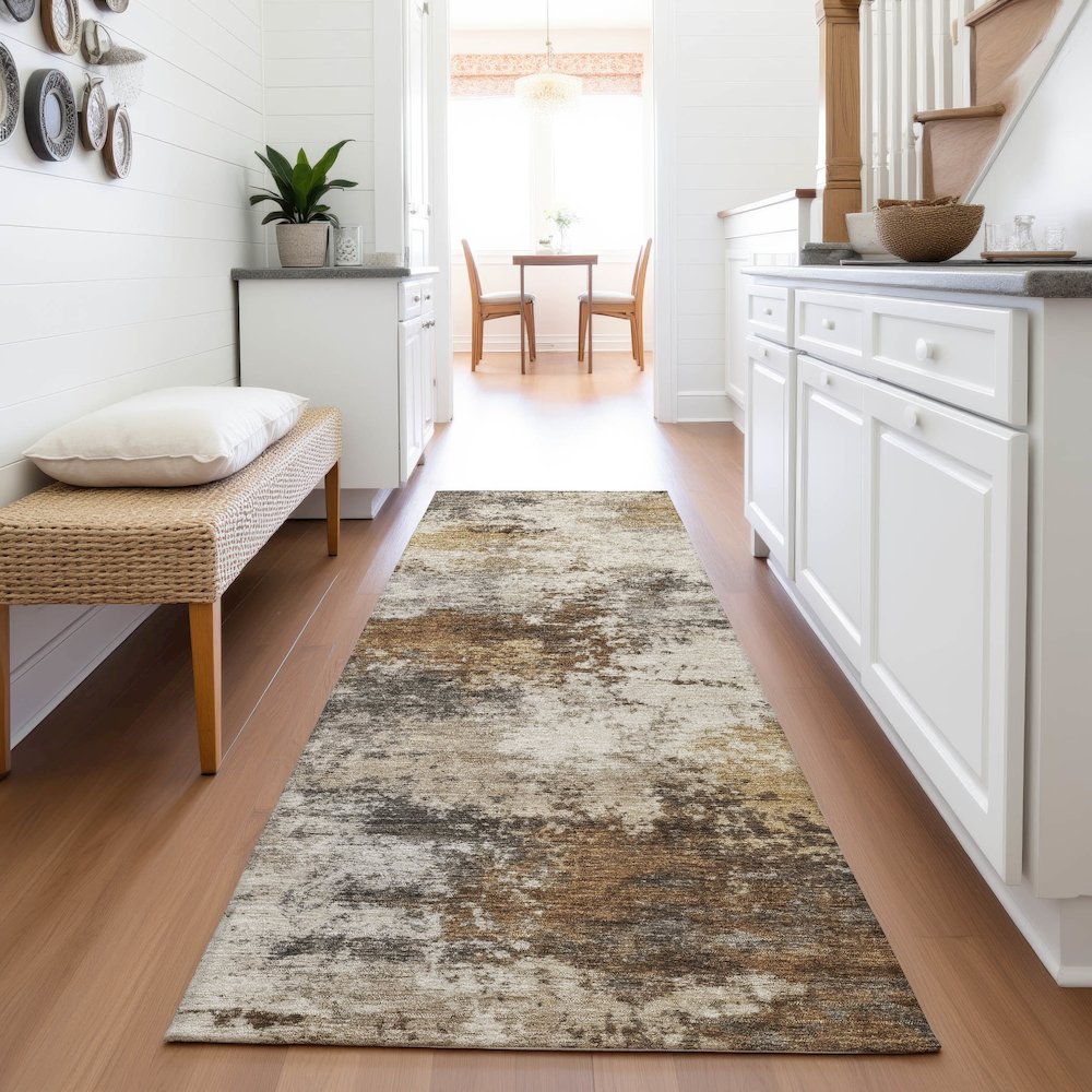 Machine Washable Indoor/Outdoor Chantille ACN2064 Brown 2'3" x 7'6" Runner Rug. Picture 5