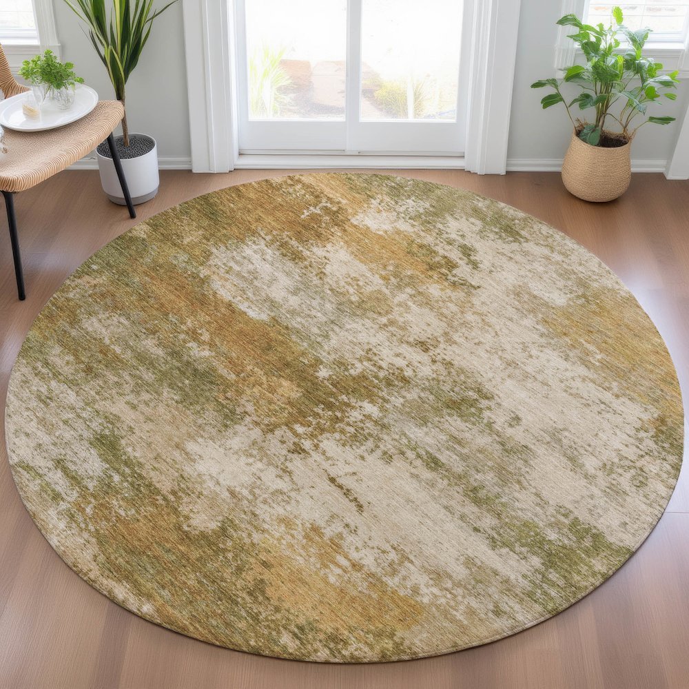 Machine Washable Indoor/Outdoor Chantille ACN2064 Copper 8' x 8' Round Rug. Picture 5