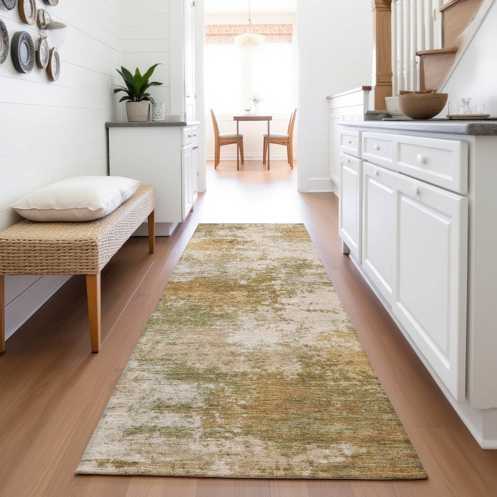 Machine Washable Indoor/Outdoor Chantille ACN2064 Copper 2'3" x 7'6" Runner Rug. Picture 5