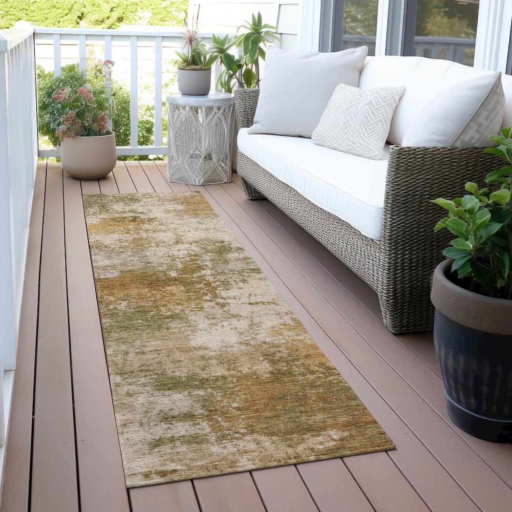 Machine Washable Indoor/Outdoor Chantille ACN2064 Copper 2'3" x 7'6" Runner Rug. Picture 6