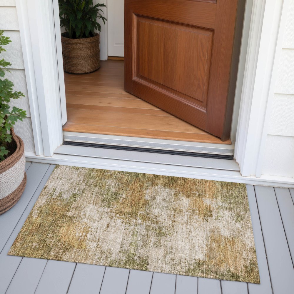 Machine Washable Indoor/Outdoor Chantille ACN2064 Copper 1'8" x 2'6" Rug. Picture 6