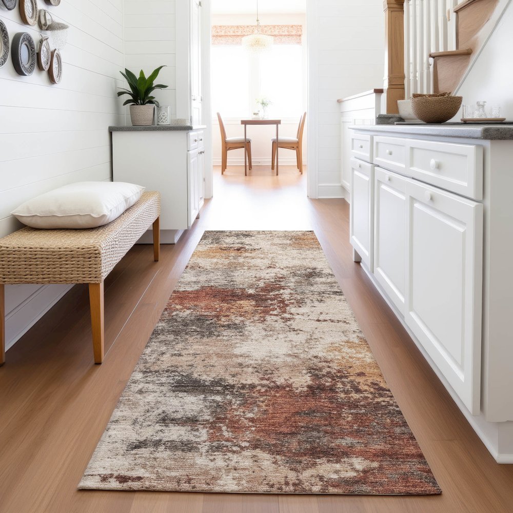 Machine Washable Indoor/Outdoor Chantille ACN2064 Paprika 2'3" x 7'6" Runner Rug. Picture 5