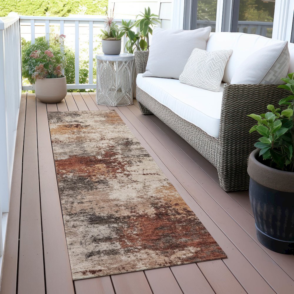 Machine Washable Indoor/Outdoor Chantille ACN2064 Paprika 2'3" x 7'6" Runner Rug. Picture 6