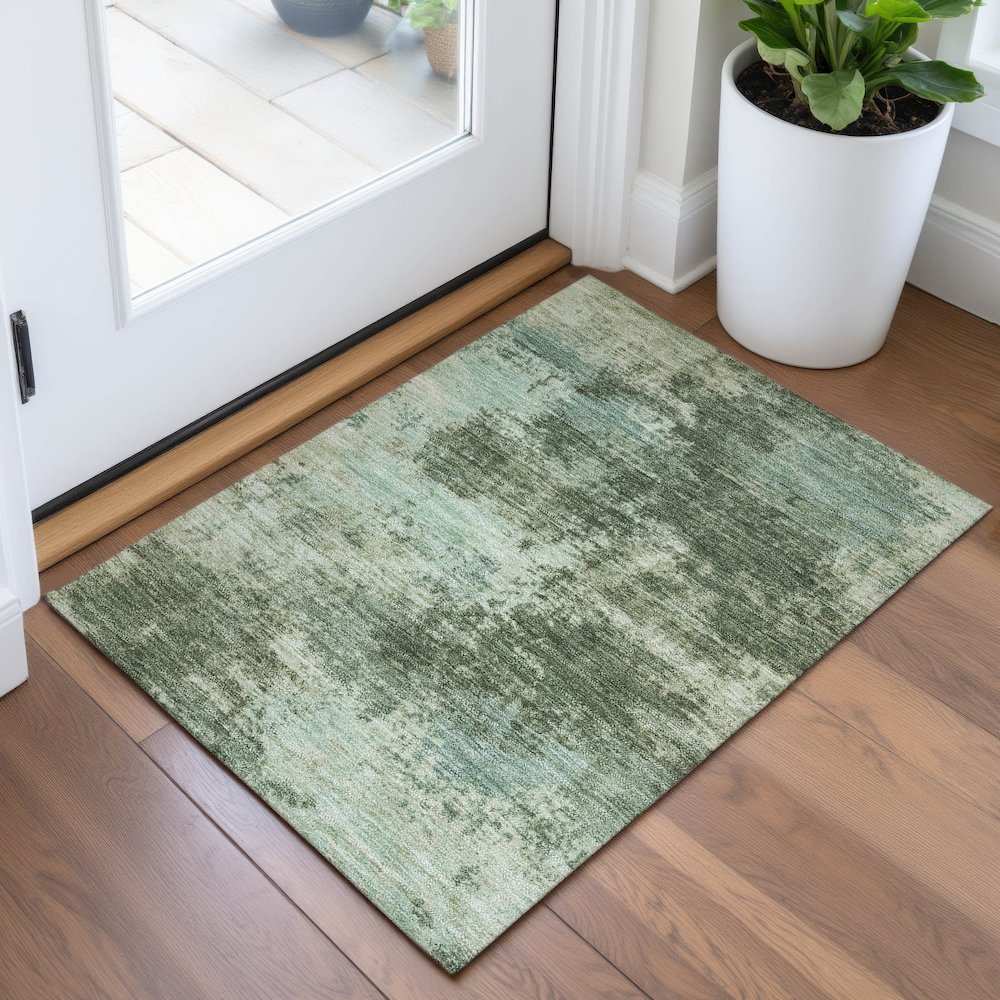 Machine Washable Indoor/Outdoor Chantille ACN2065 Aloe 1'8" x 2'6" Rug. Picture 5