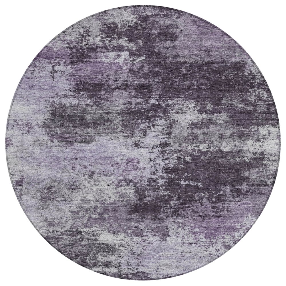 Machine Washable Indoor/Outdoor Chantille ACN2065 Purple 8' x 8' Round Rug. Picture 1
