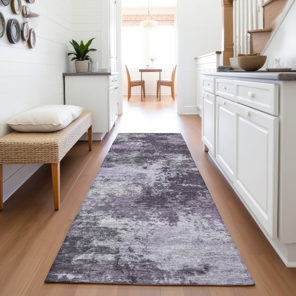 Machine Washable Indoor/Outdoor Chantille ACN2065 Purple 2'3" x 7'6" Runner Rug. Picture 5