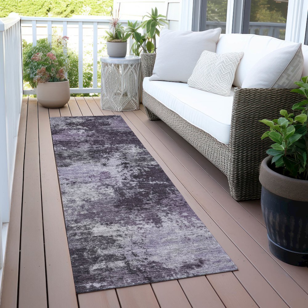 Machine Washable Indoor/Outdoor Chantille ACN2065 Purple 2'3" x 7'6" Runner Rug. Picture 6