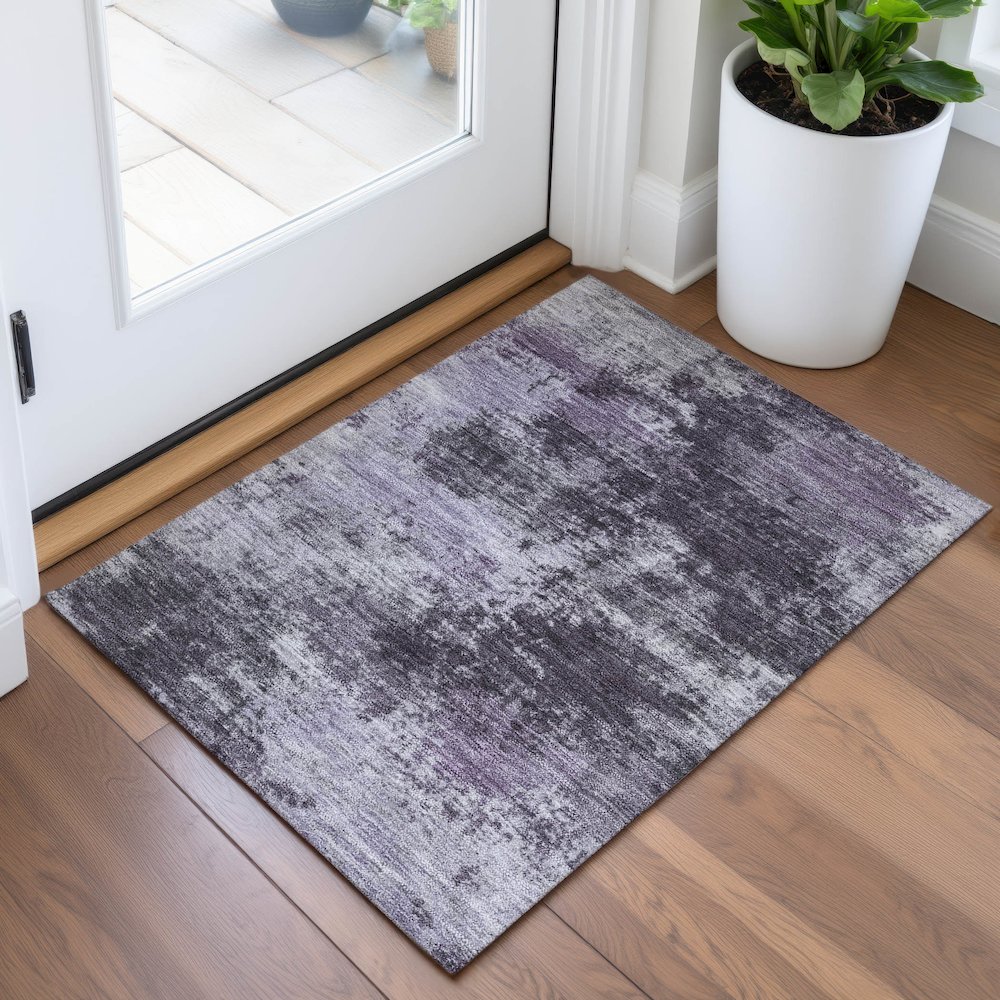 Machine Washable Indoor/Outdoor Chantille ACN2065 Purple 1'8" x 2'6" Rug. Picture 5