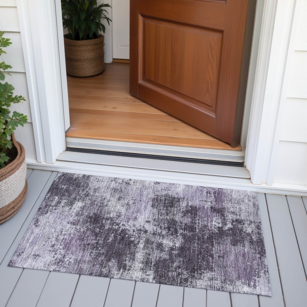 Machine Washable Indoor/Outdoor Chantille ACN2065 Purple 1'8" x 2'6" Rug. Picture 6