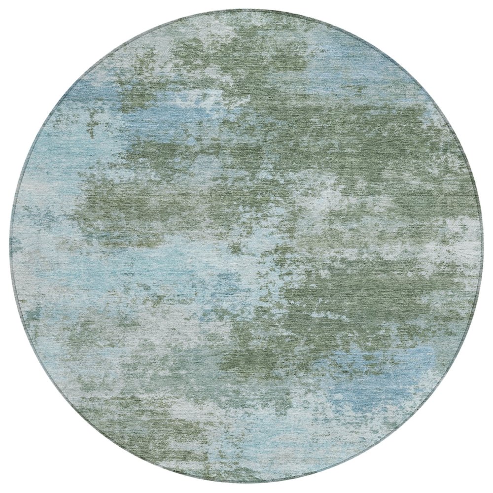 Machine Washable Indoor/Outdoor Chantille ACN2065 Sage 8' x 8' Round Rug. Picture 1