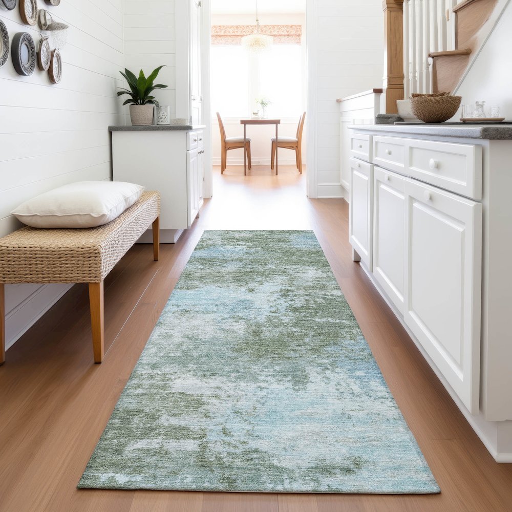 Machine Washable Indoor/Outdoor Chantille ACN2065 Sage 2'3" x 7'6" Runner Rug. Picture 5