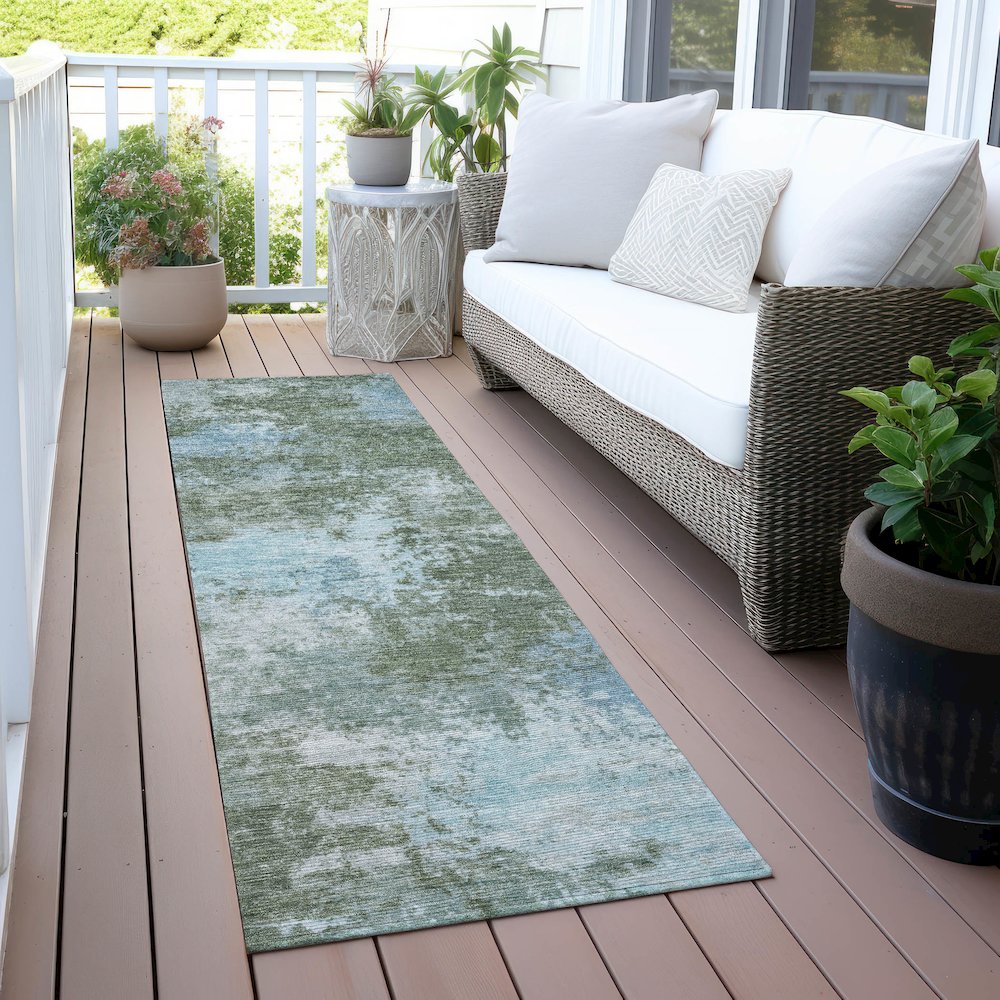 Machine Washable Indoor/Outdoor Chantille ACN2065 Sage 2'3" x 7'6" Runner Rug. Picture 6