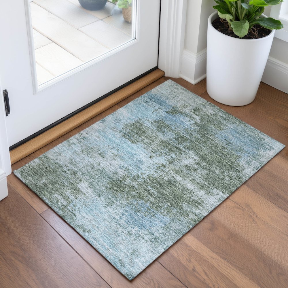 Machine Washable Indoor/Outdoor Chantille ACN2065 Sage 1'8" x 2'6" Rug. Picture 5