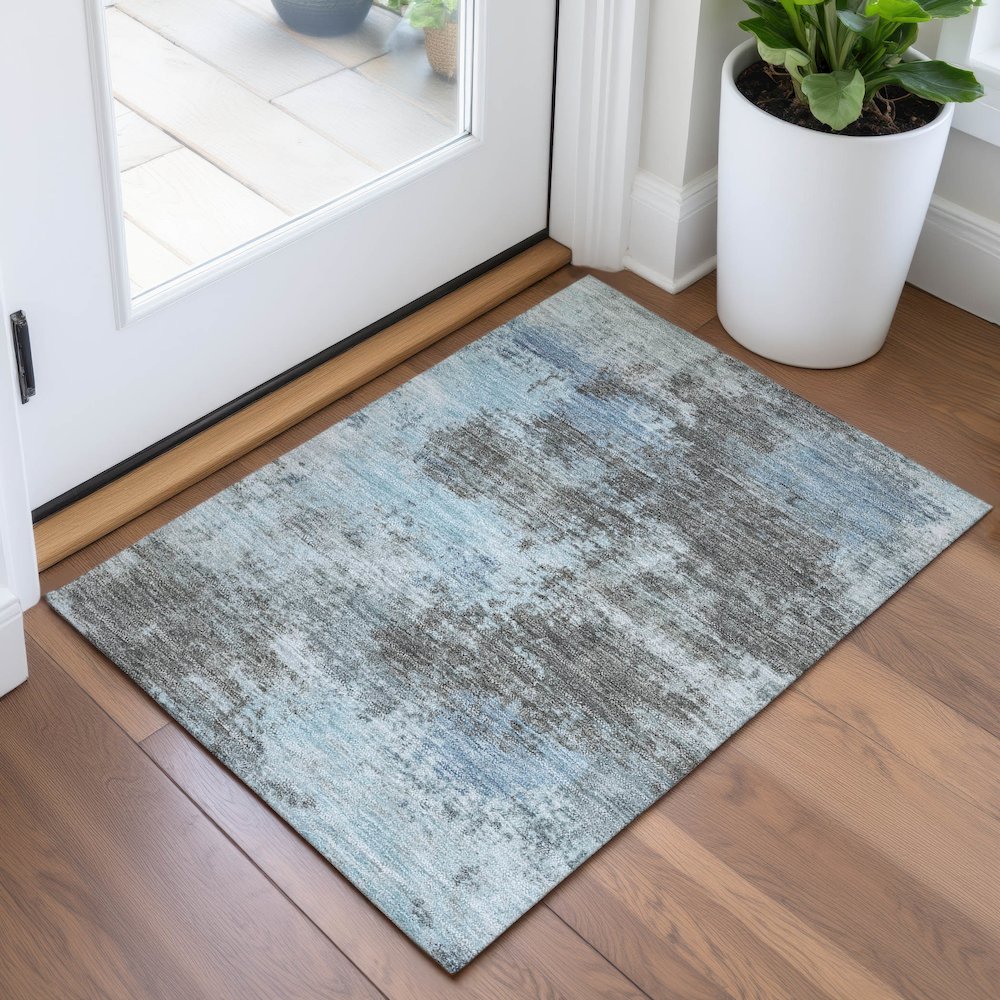 Machine Washable Indoor/Outdoor Chantille ACN2065 Taupe 1'8" x 2'6" Rug. Picture 5