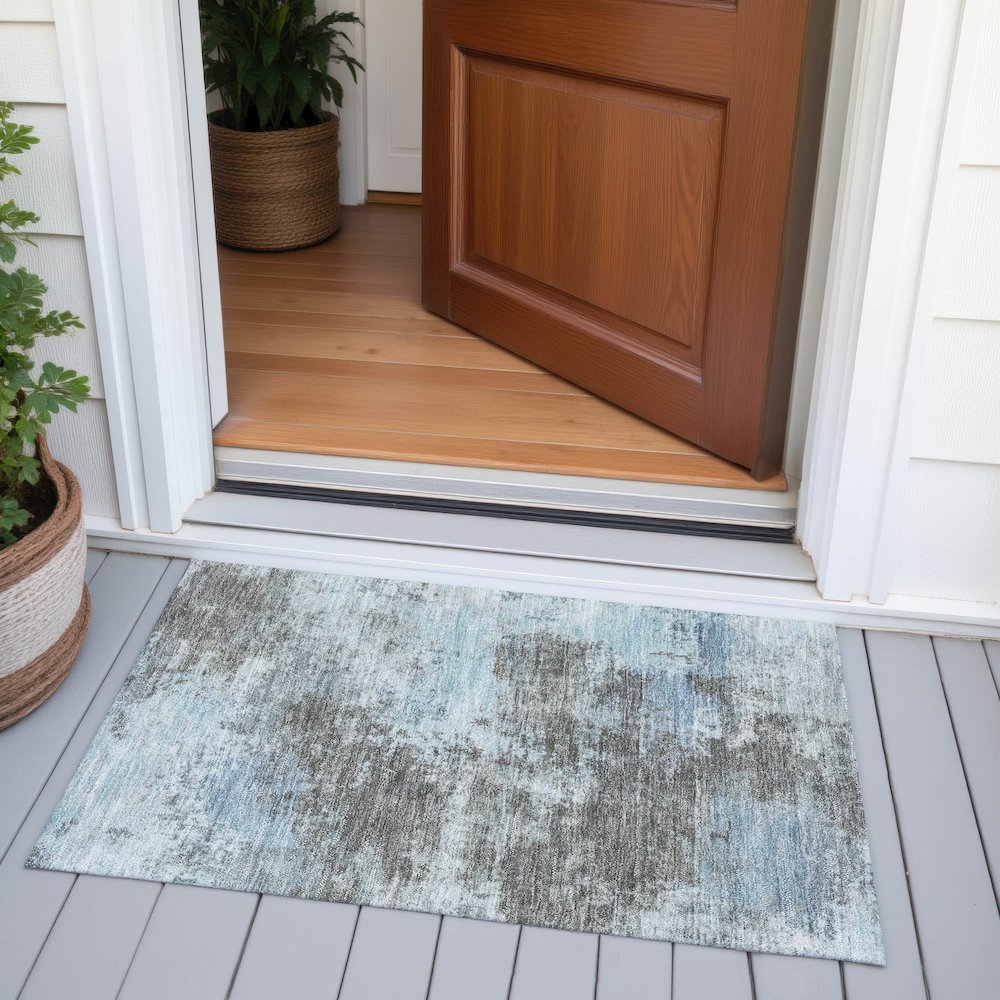 Machine Washable Indoor/Outdoor Chantille ACN2065 Taupe 1'8" x 2'6" Rug. Picture 6