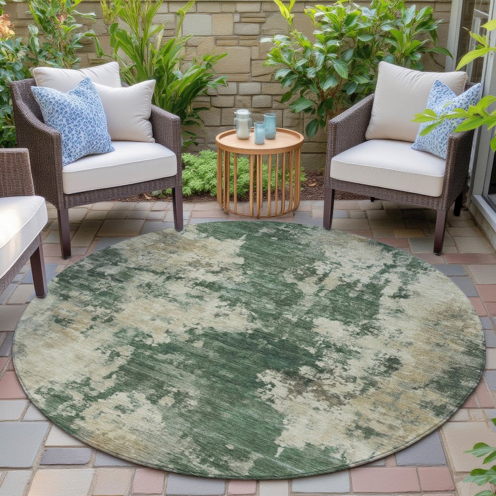 Machine Washable Indoor/Outdoor Chantille ACN2066 Fern 8' x 8' Round Rug. Picture 6