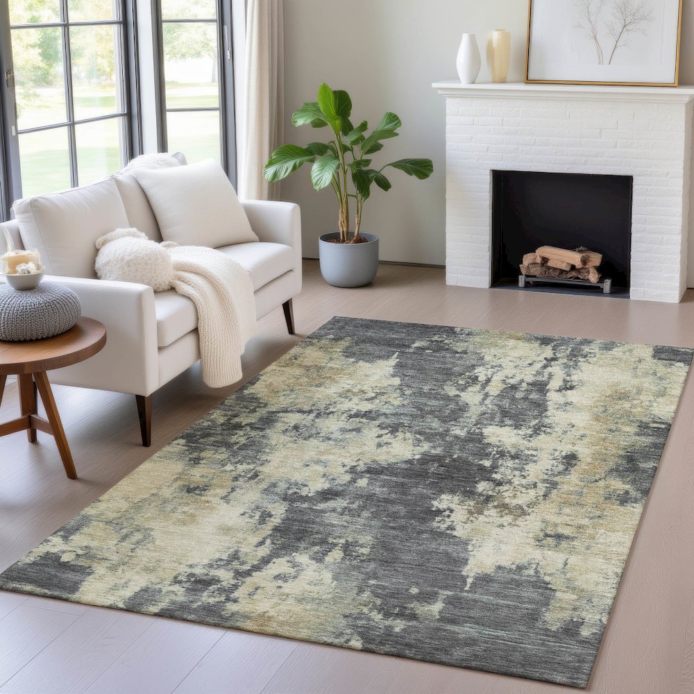 Machine Washable Indoor/Outdoor Chantille ACN2066 Gray 2'6" x 3'10" Rug. Picture 5
