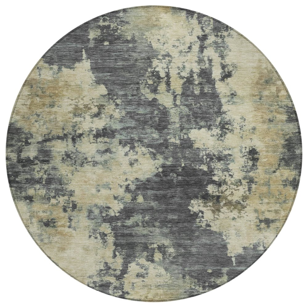 Machine Washable Indoor/Outdoor Chantille ACN2066 Gray 8' x 8' Round Rug. Picture 1