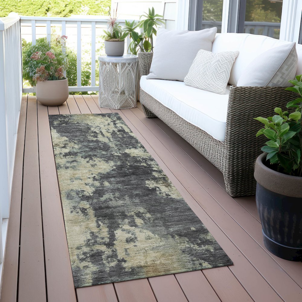 Machine Washable Indoor/Outdoor Chantille ACN2066 Gray 2'3" x 7'6" Runner Rug. Picture 6