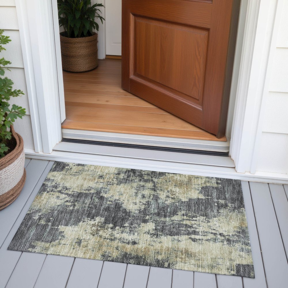 Machine Washable Indoor/Outdoor Chantille ACN2066 Gray 1'8" x 2'6" Rug. Picture 6