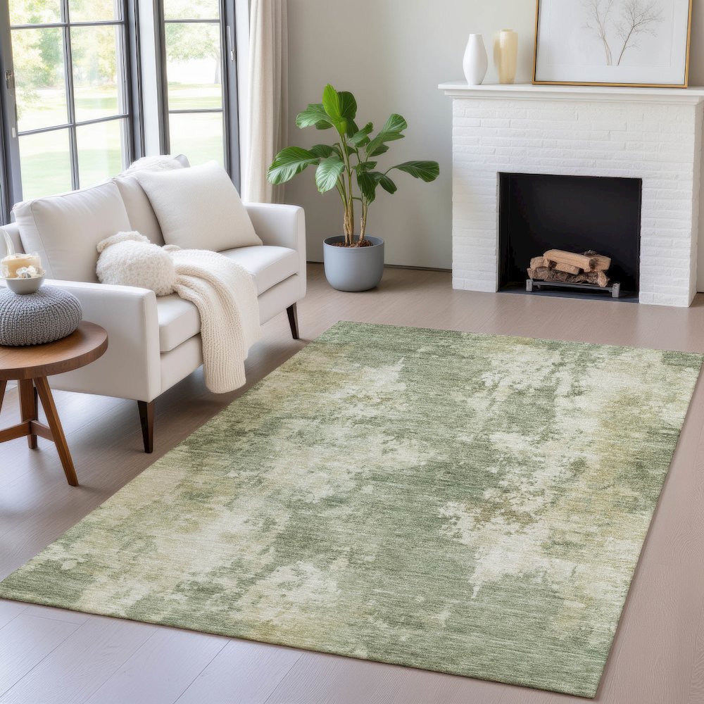 Machine Washable Indoor/Outdoor Chantille ACN2066 Sage 2'6" x 3'10" Rug. Picture 5