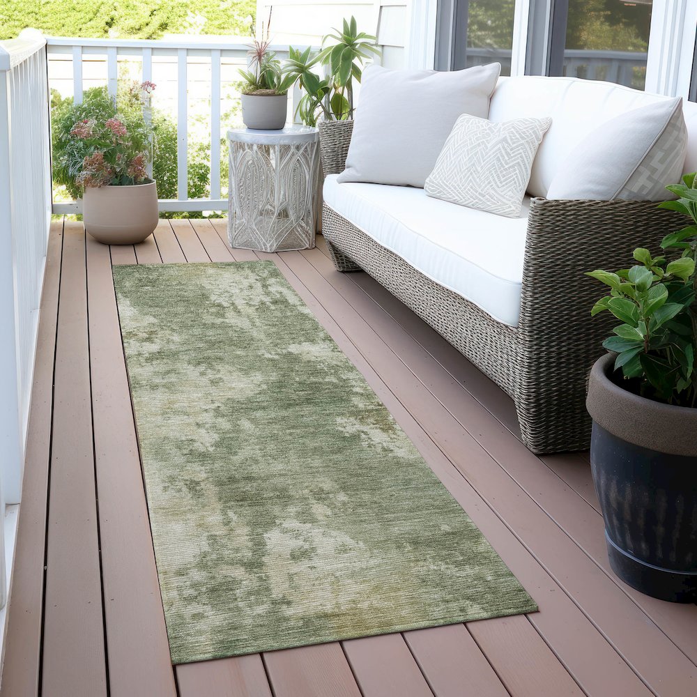 Machine Washable Indoor/Outdoor Chantille ACN2066 Sage 2'3" x 7'6" Runner Rug. Picture 6