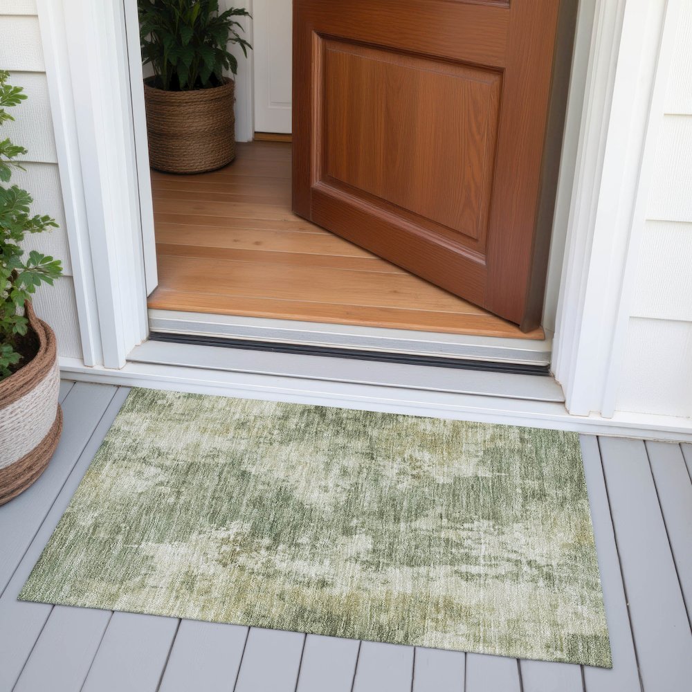 Machine Washable Indoor/Outdoor Chantille ACN2066 Sage 1'8" x 2'6" Rug. Picture 6