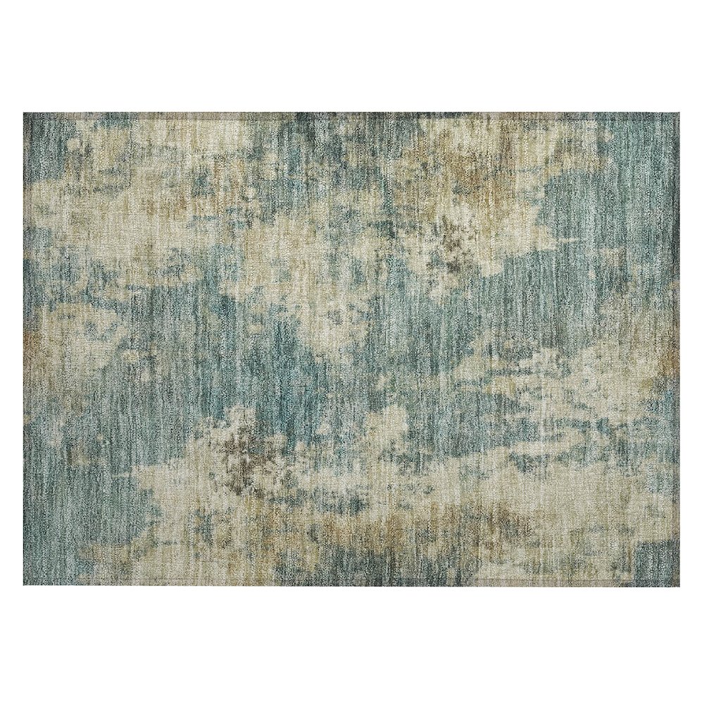Machine Washable Indoor/Outdoor Chantille ACN2066 Teal 1'8" x 2'6" Rug. Picture 1