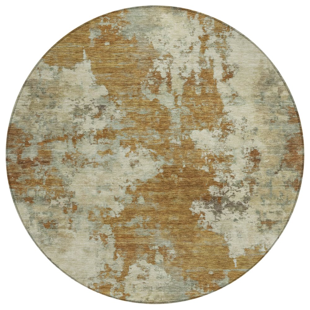 Machine Washable Indoor/Outdoor Chantille ACN2066 Terracotta 8' x 8' Round Rug. Picture 1
