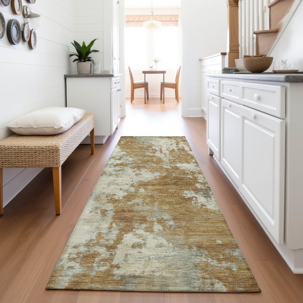 Machine Washable Indoor/Outdoor Chantille ACN2066 Terracotta 2'3"x7'6"Runner Rug. Picture 5