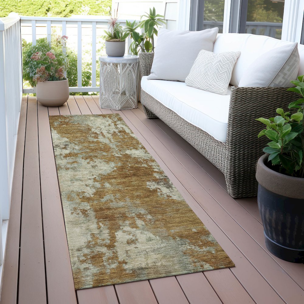 Machine Washable Indoor/Outdoor Chantille ACN2066 Terracotta 2'3"x7'6"Runner Rug. Picture 6