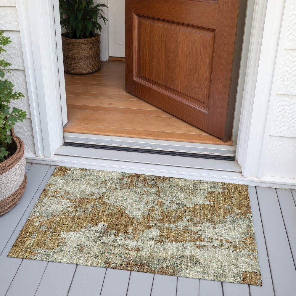 Machine Washable Indoor/Outdoor Chantille ACN2066 Terracotta 1'8" x 2'6" Rug. Picture 6